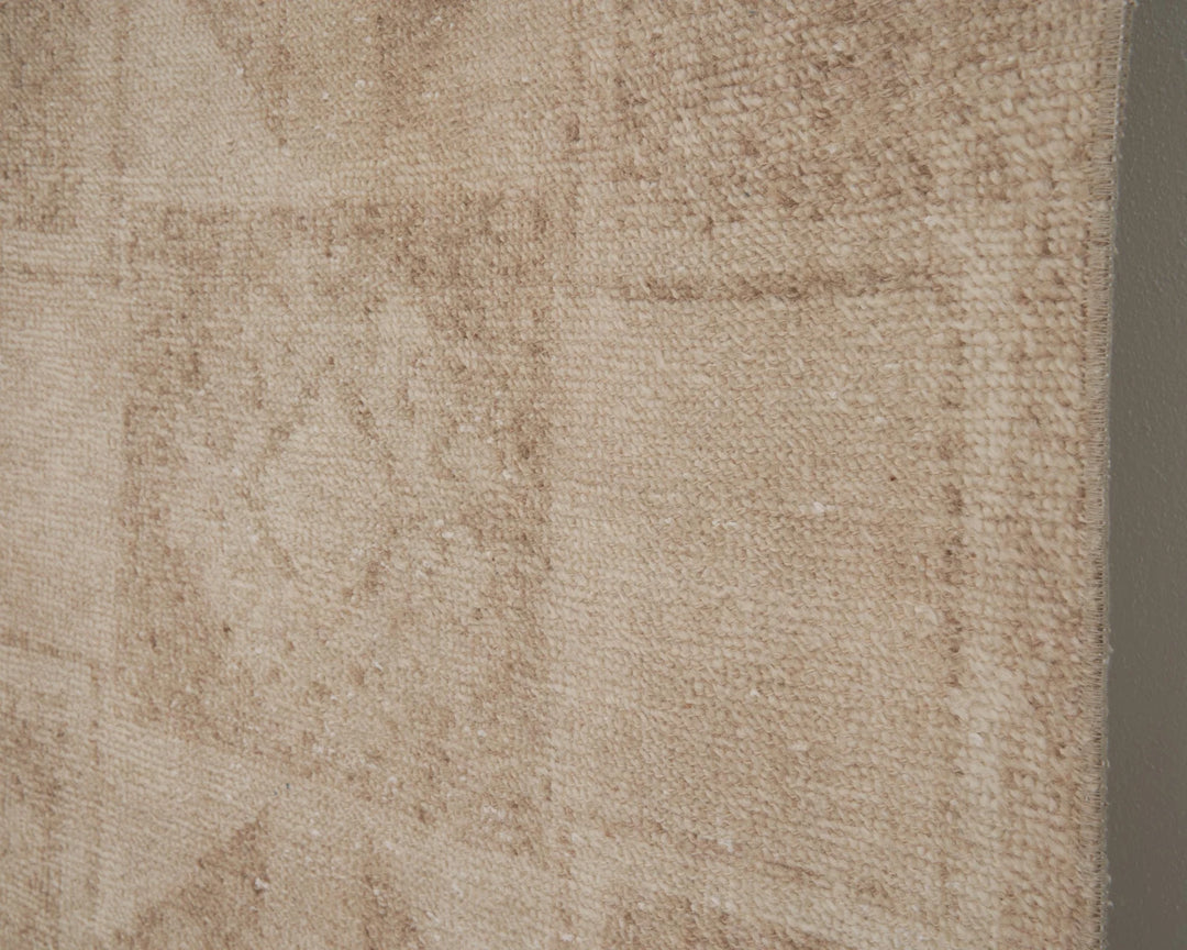 Beige Turkish Oushak Rug 2'7" x 12'7" Hand-Knotted | No. VR91456