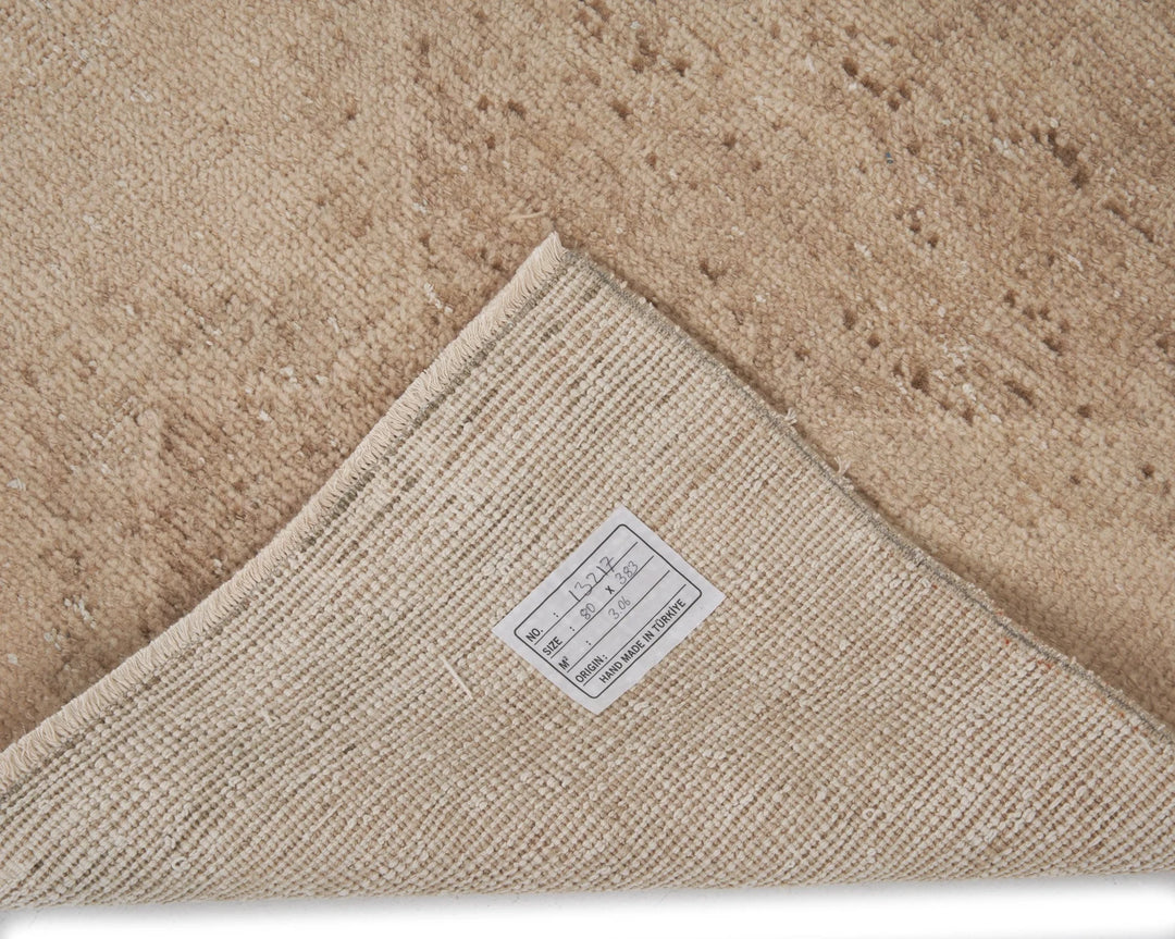 Beige Turkish Oushak Rug 2'7" x 12'7" Hand-Knotted | No. VR91456