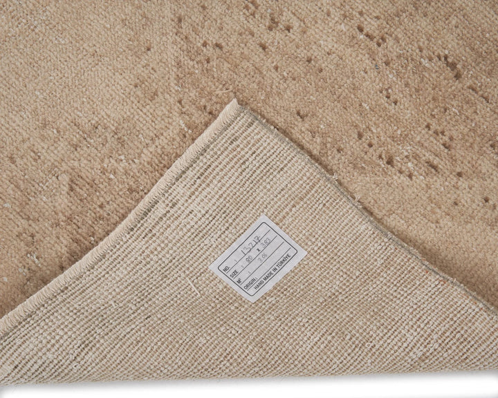 Beige Turkish Oushak Rug 2'7" x 12'7" Hand-Knotted | No. VR91456