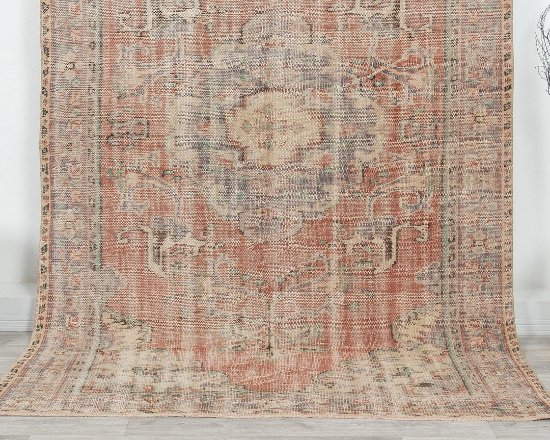 Multicolor Turkish Oushak Rug 5'5" x 8'8" Hand-Knotted | No. VR91476