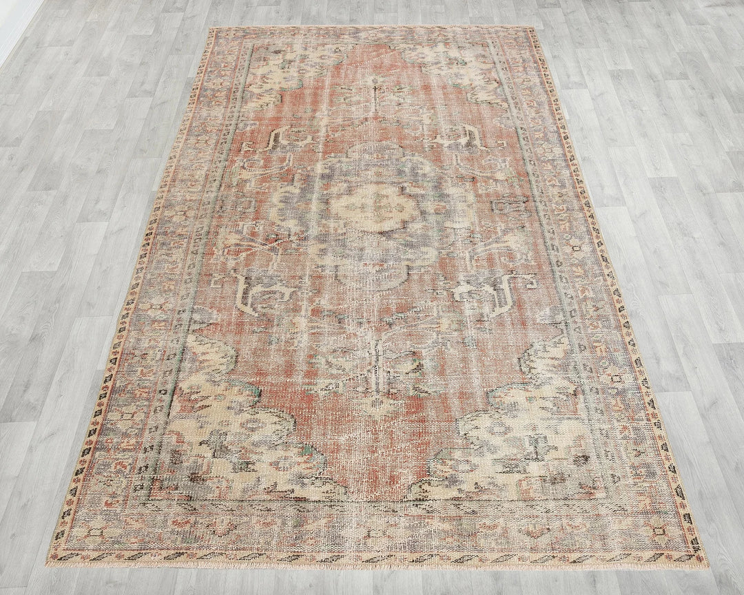 Multicolor Turkish Oushak Rug 5'5" x 8'8" Hand-Knotted | No. VR91476