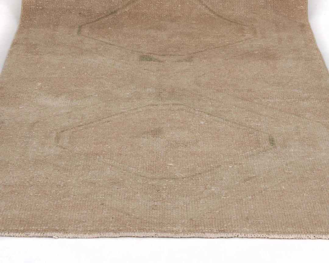 Beige Turkish Oushak Rug 2'11" x 11'2" Hand-Knotted | No. VR91588