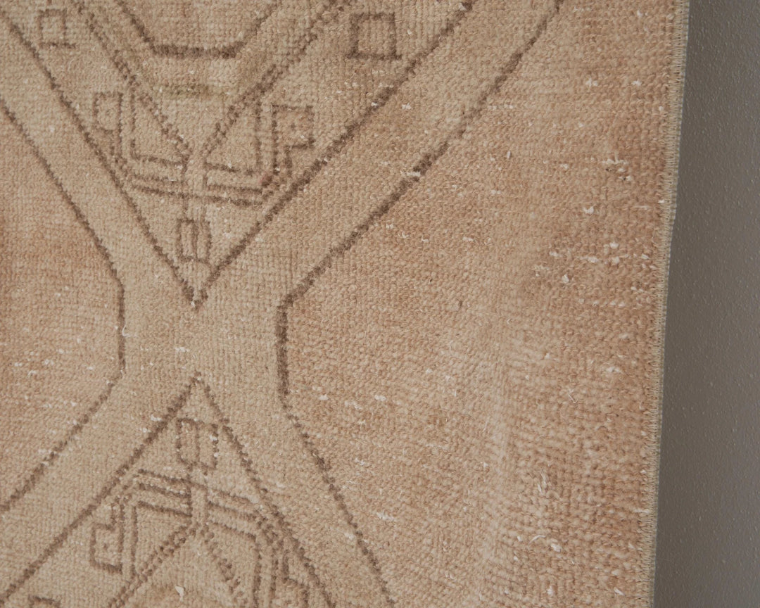 Beige Turkish Oushak Rug 2'11" x 11'2" Hand-Knotted | No. VR91588