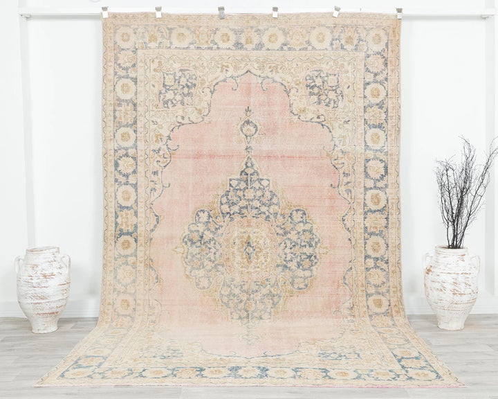 Pink Turkish Oushak Rug 6' 5" x 10' 2" Hand-Knotted | No. VR91726