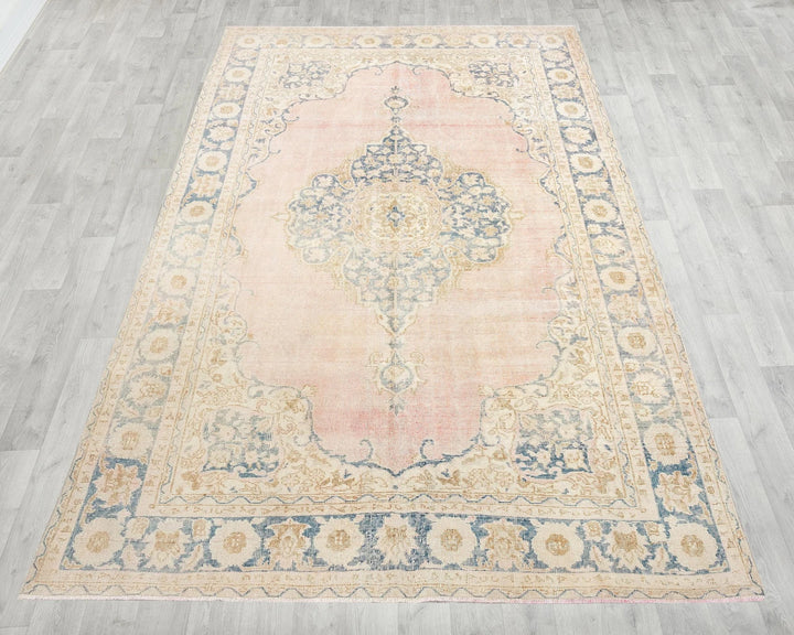 Pink Turkish Oushak Rug 6' 5" x 10' 2" Hand-Knotted | No. VR91726