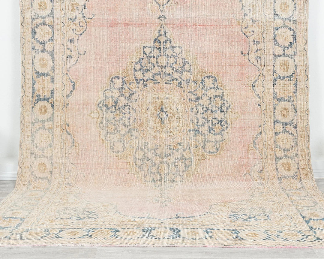 Pink Turkish Oushak Rug 6' 5" x 10' 2" Hand-Knotted | No. VR91726