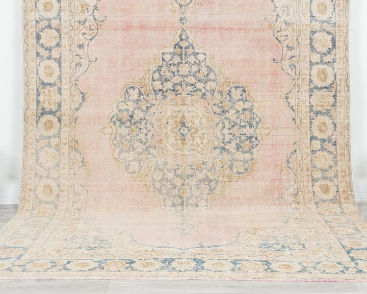Pink Turkish Oushak Rug 6' 5" x 10' 2" Hand-Knotted | No. VR91726