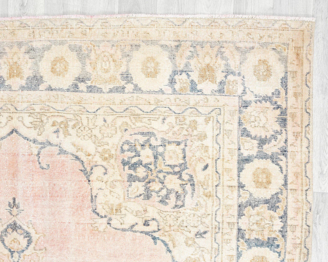 Pink Turkish Oushak Rug 6' 5" x 10' 2" Hand-Knotted | No. VR91726