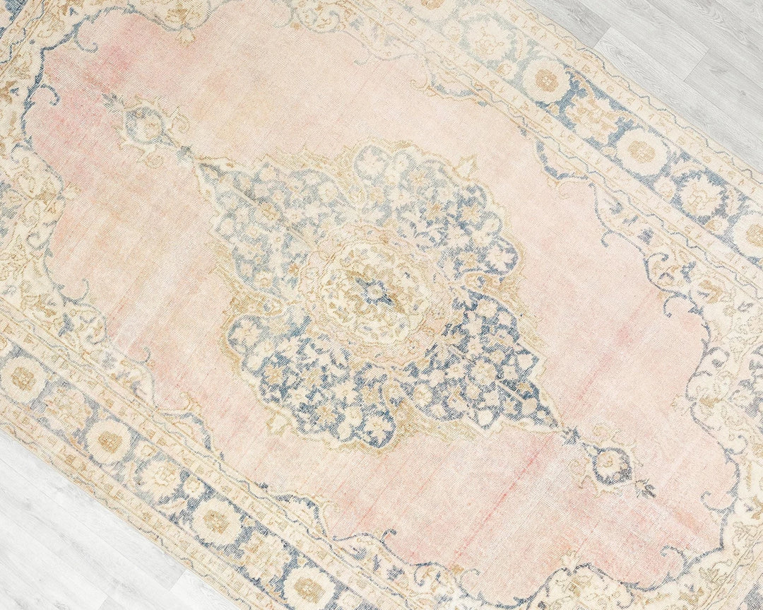 Pink Turkish Oushak Rug 6' 5" x 10' 2" Hand-Knotted | No. VR91726