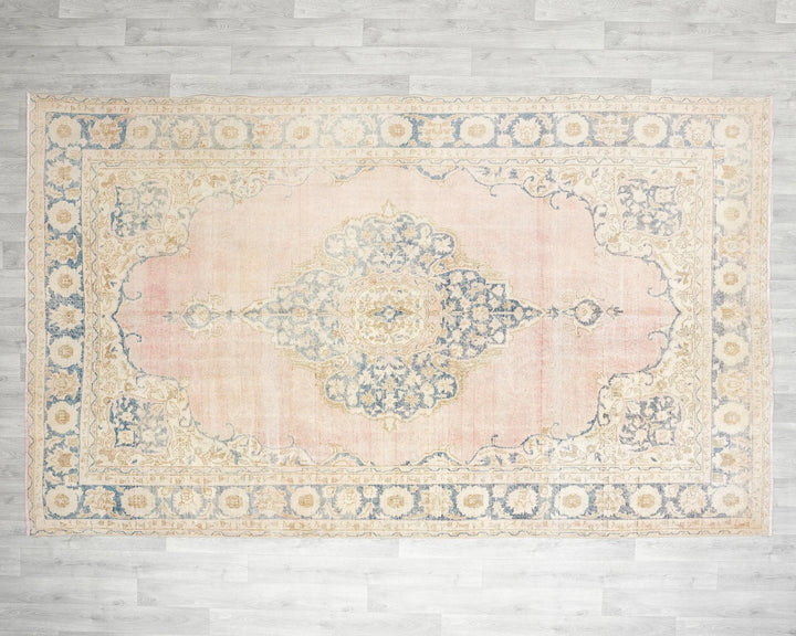Pink Turkish Oushak Rug 6' 5" x 10' 2" Hand-Knotted | No. VR91726