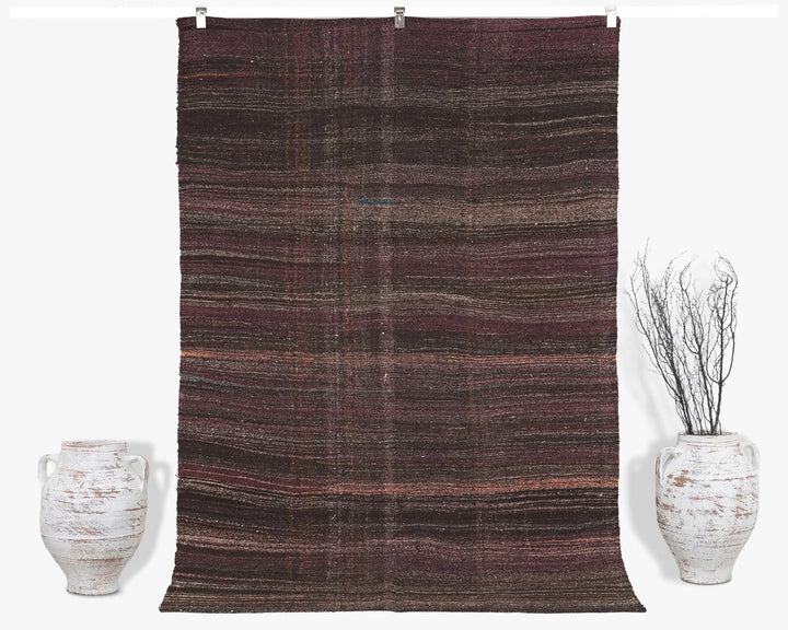 Pink Turkish Kilim Rug 7' 5" x 5' 1" Flat-Weave | No. VR91750