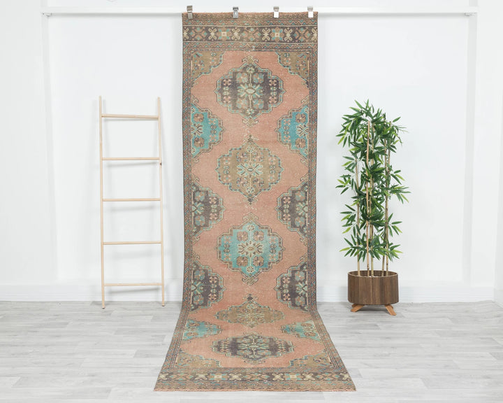 Multicolor Turkish Oushak Rug 3' 2" x 11' 1" Hand-Knotted | No. VR91818