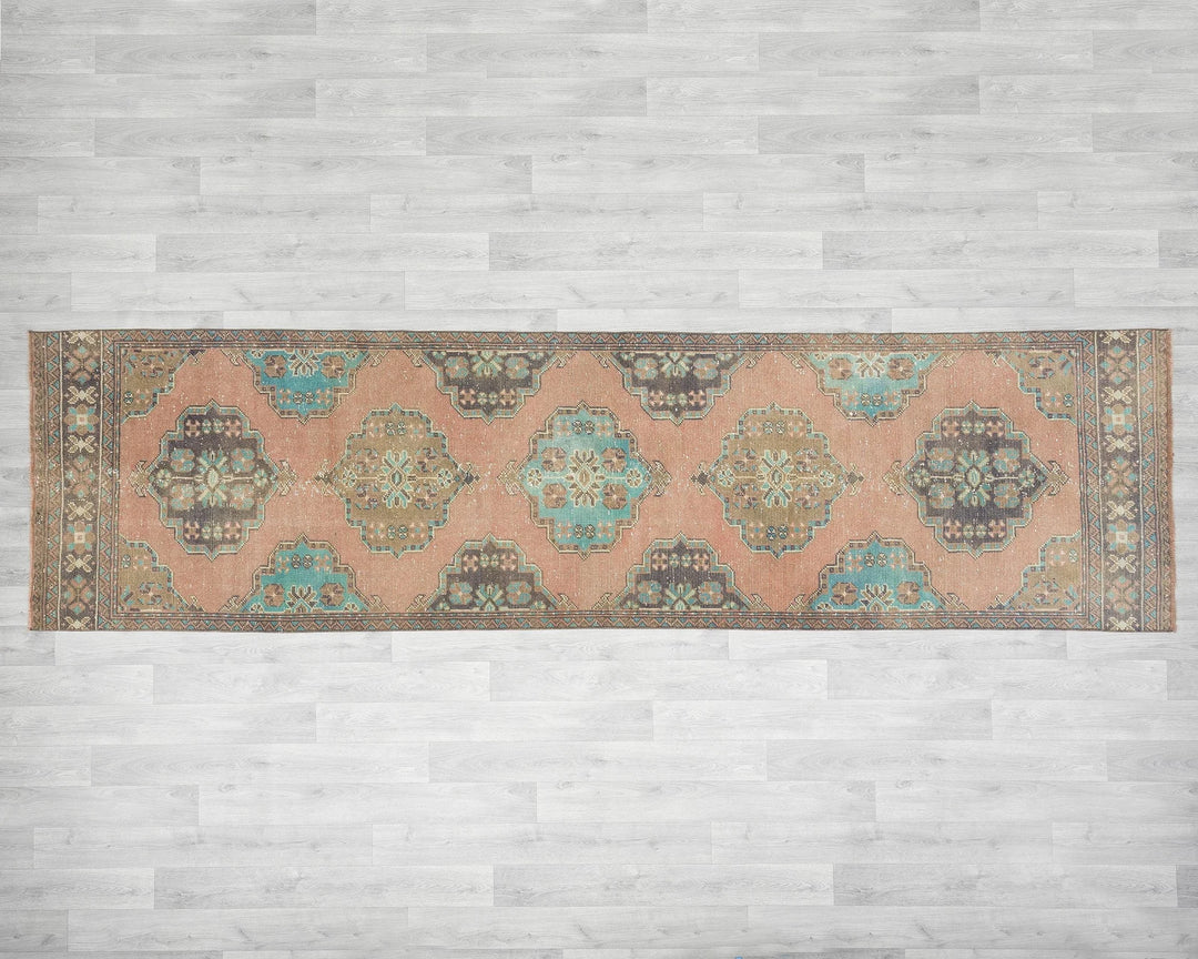 Multicolor Turkish Oushak Rug 3' 2" x 11' 1" Hand-Knotted | No. VR91818