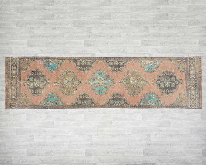 Multicolor Turkish Oushak Rug 3' 2" x 11' 1" Hand-Knotted | No. VR91818