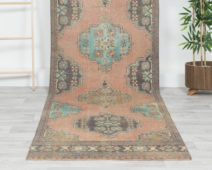 Multicolor Turkish Oushak Rug 3' 2" x 11' 1" Hand-Knotted | No. VR91818