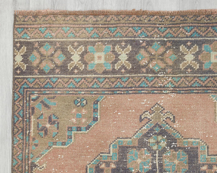 Multicolor Turkish Oushak Rug 3' 2" x 11' 1" Hand-Knotted | No. VR91818