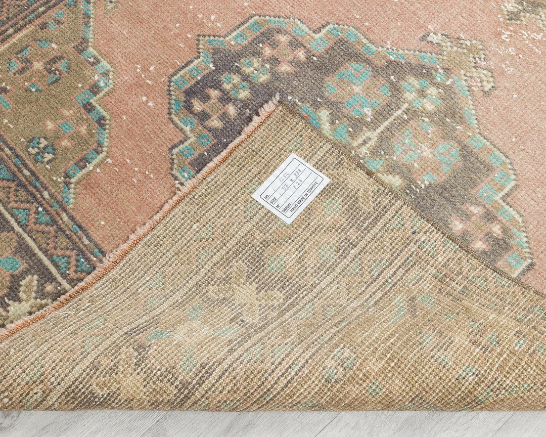 Multicolor Turkish Oushak Rug 3' 2" x 11' 1" Hand-Knotted | No. VR91818