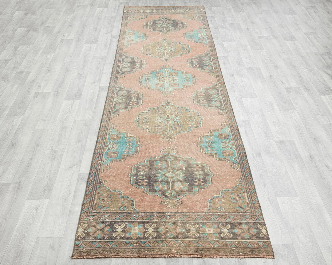 Multicolor Turkish Oushak Rug 3' 2" x 11' 1" Hand-Knotted | No. VR91818