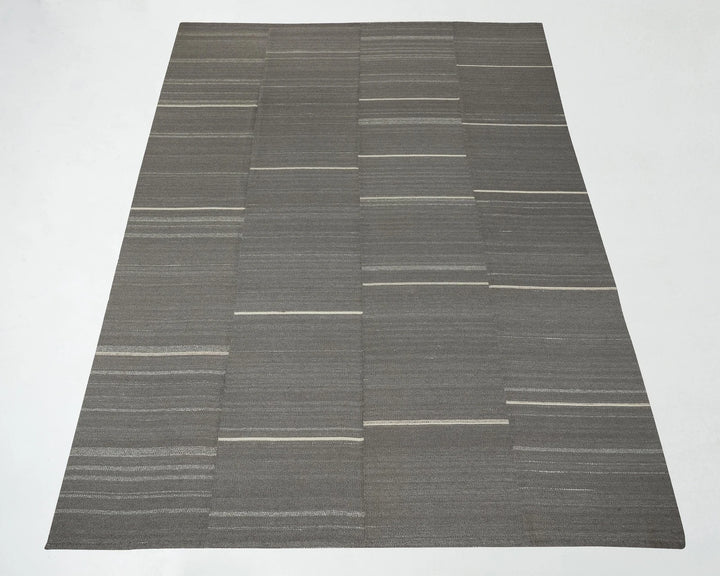 Gray Turkish Kilim Rug 9'5" x 13'2" Flat-Weave | No. VR91887