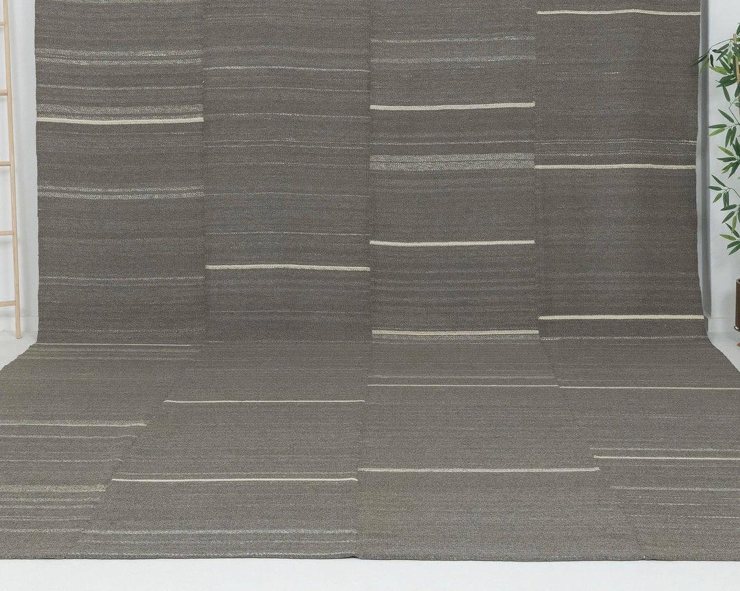 Gray Turkish Kilim Rug 9'5" x 13'2" Flat-Weave | No. VR91887