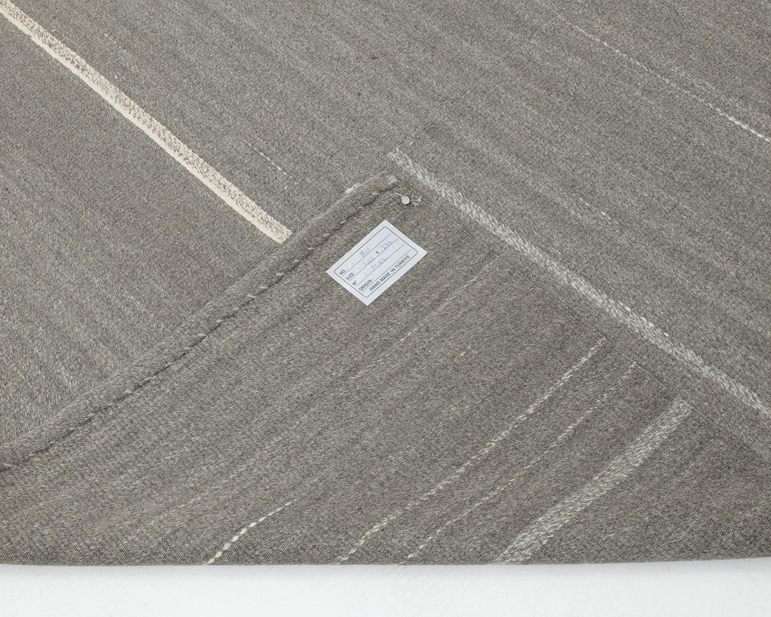 Gray Turkish Kilim Rug 9'5" x 13'2" Flat-Weave | No. VR91887
