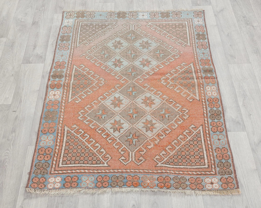 Multicolor Turkish Oushak Rug 2'11" x 3'11" Hand-Knotted | No. VR91891