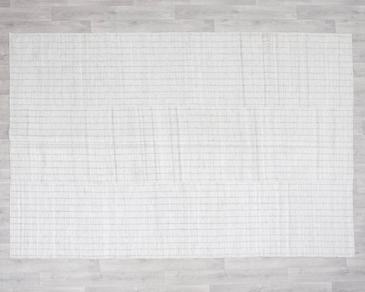 White Turkish Kilim Rug 6'3" x 9'2" Flat-Weave reverse