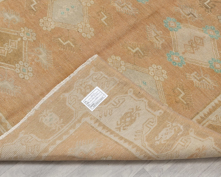 Beige Turkish Oushak Rug 4' 1" x 10' 4" Hand-Knotted | No. VR91982