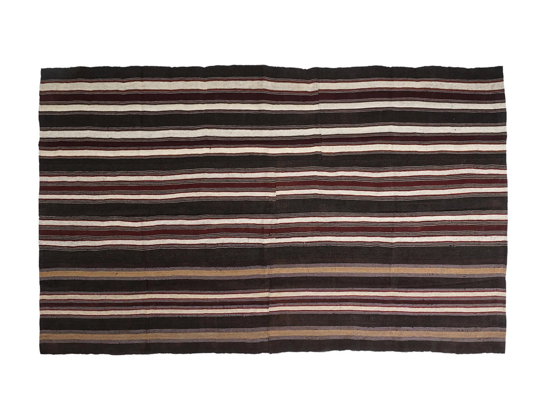 Brown Turkish Kilim Rug 6'10" x 11'2" Flat-Weave | No. VR92177