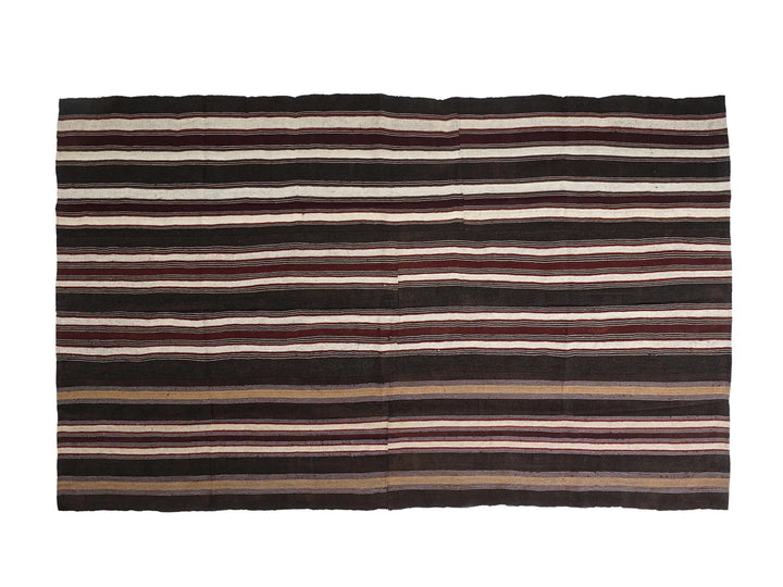 Brown Turkish Kilim Rug 6'10" x 11'2" Flat-Weave | No. VR92177
