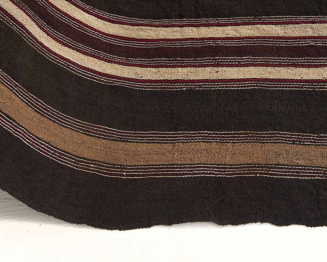 Brown Turkish Kilim Rug 6'10" x 11'2" Flat-Weave | No. VR92177