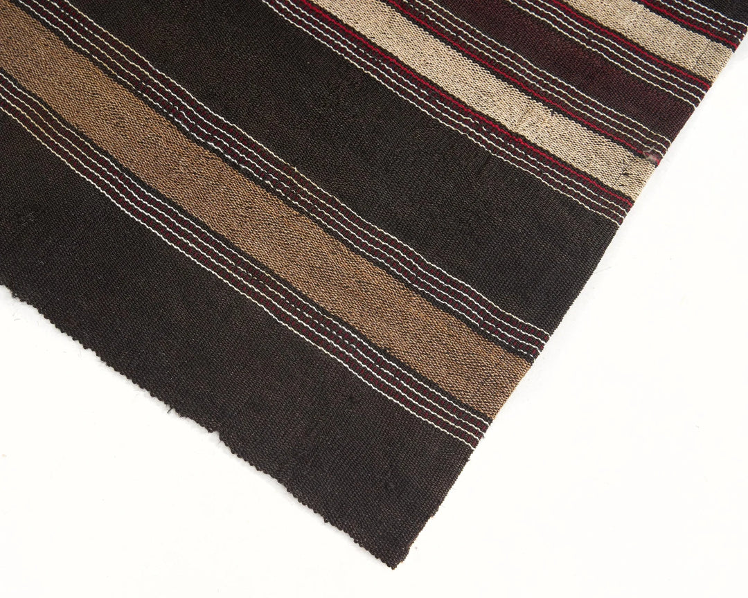 Brown Turkish Kilim Rug 6'10" x 11'2" Flat-Weave | No. VR92177