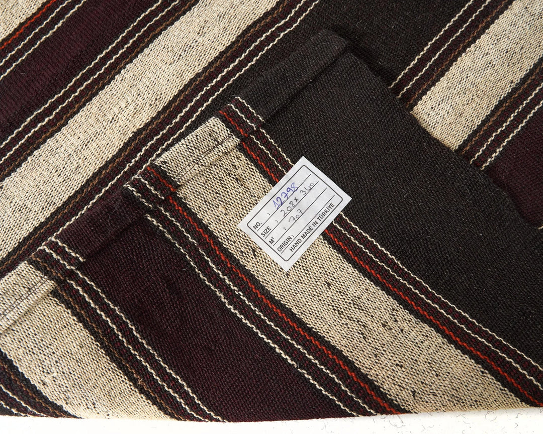 Brown Turkish Kilim Rug 6'10" x 11'2" Flat-Weave | No. VR92177