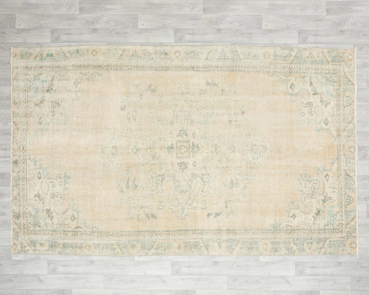 Beige Turkish Oushak Rug 5' 11" x 9' 5" Hand-Knotted | No. VR92591
