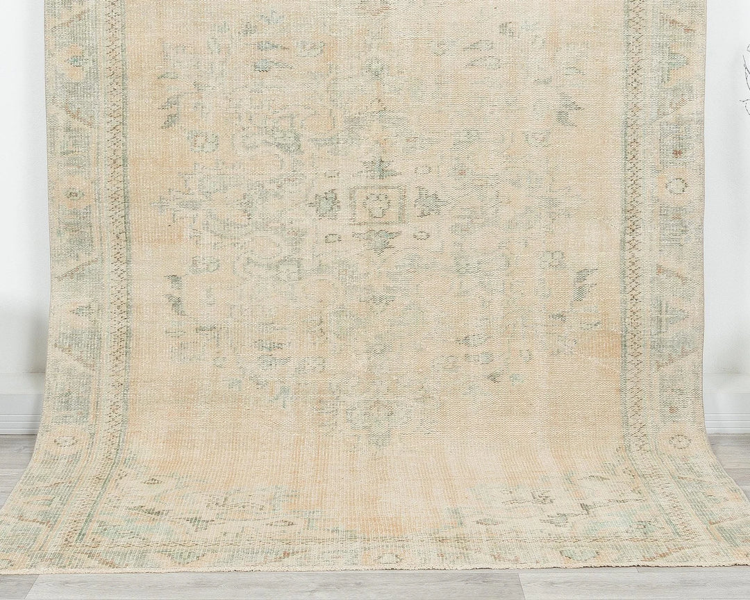 Beige Turkish Oushak Rug 5' 11" x 9' 5" Hand-Knotted | No. VR92591