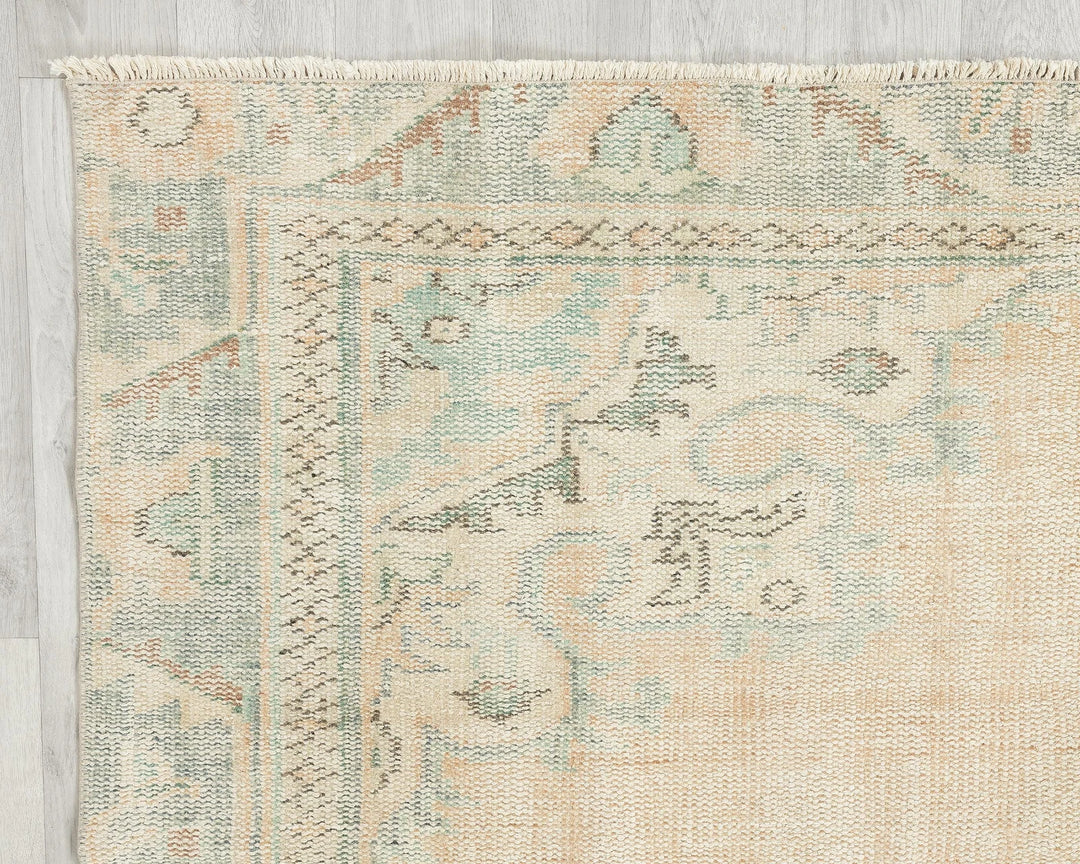 Beige Turkish Oushak Rug 5' 11" x 9' 5" Hand-Knotted | No. VR92591
