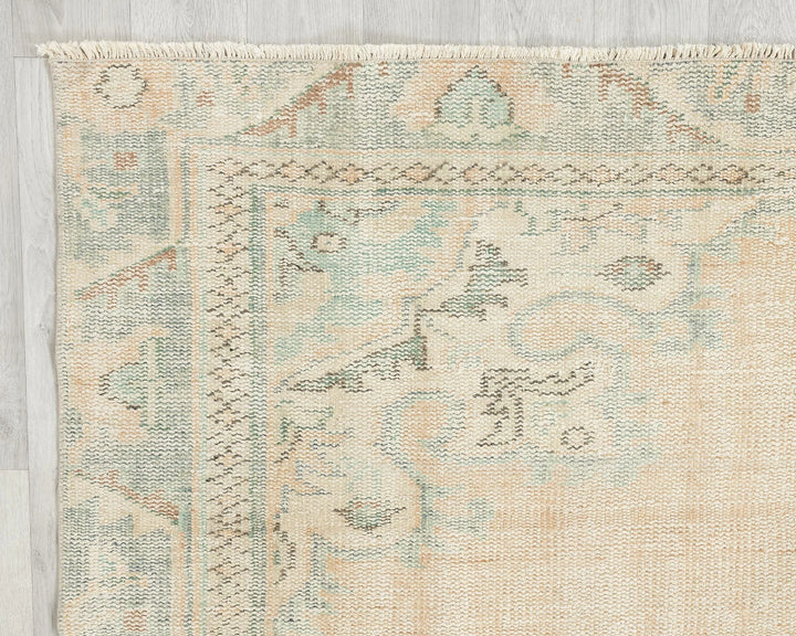Beige Turkish Oushak Rug 5' 11" x 9' 5" Hand-Knotted | No. VR92591