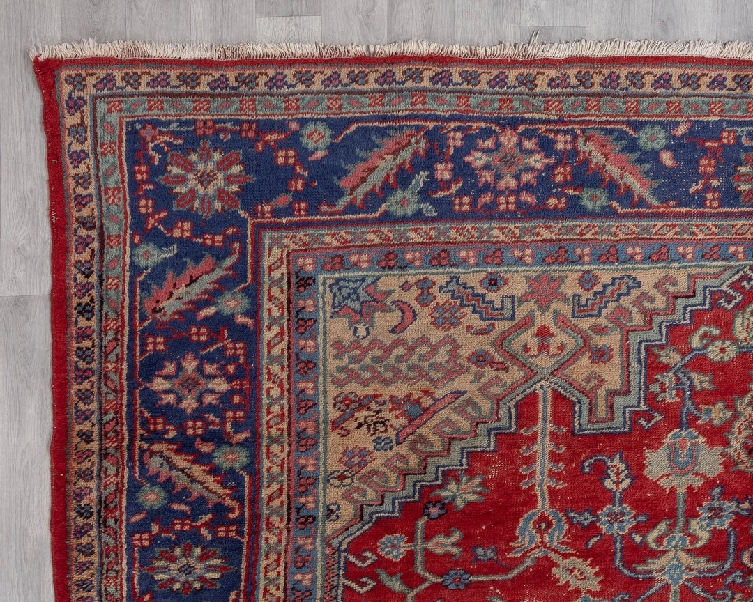 Red Turkish Oushak Rug 8'7" x 11'2" Hand-Knotted | No. VR92631