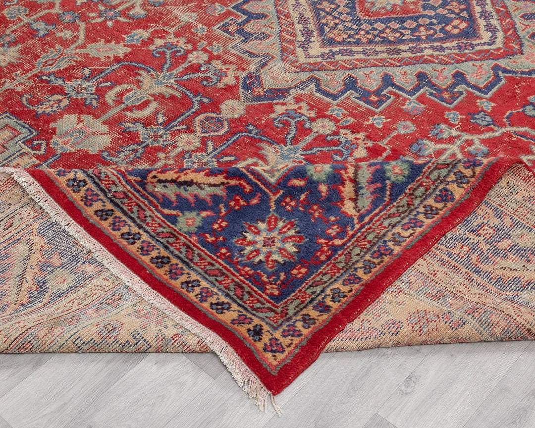 Red Turkish Oushak Rug 8'7" x 11'2" Hand-Knotted | No. VR92631