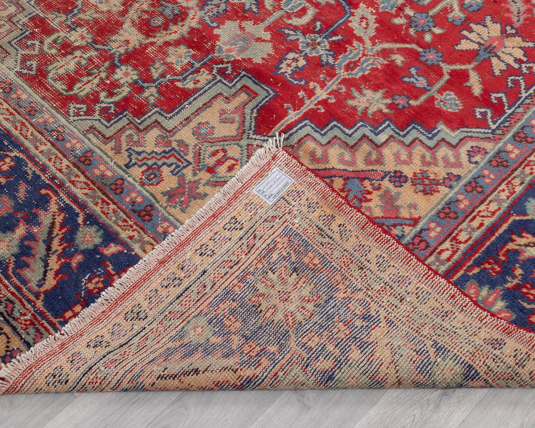 Red Turkish Oushak Rug 8'7" x 11'2" Hand-Knotted | No. VR92631
