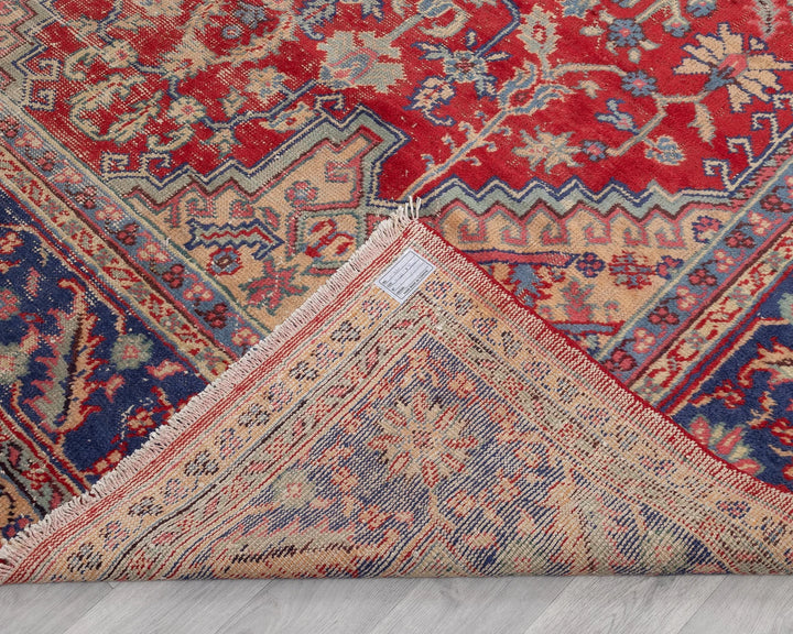 Red Turkish Oushak Rug 8'7" x 11'2" Hand-Knotted | No. VR92631