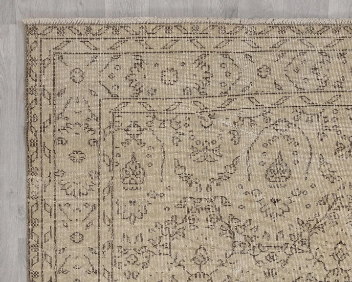 Beige Turkish Oushak Rug 6' 3" x 10' Hand-Knotted | No. VR92677