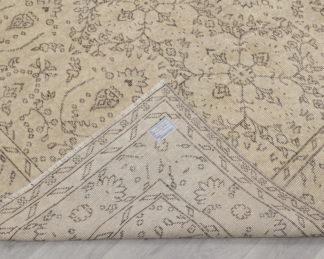 Beige Turkish Oushak Rug 6' 3" x 10' Hand-Knotted | No. VR92677