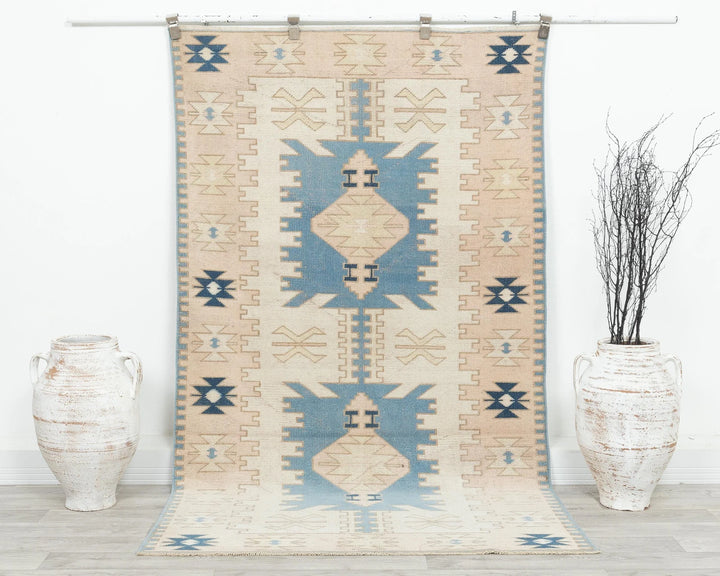 Blue Turkish Oushak Rug 3' 11" x 7' 1" Hand-Knotted | No. VR92934