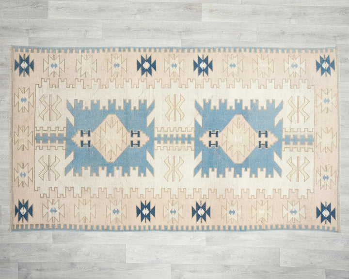 Blue Turkish Oushak Rug 3' 11" x 7' 1" Hand-Knotted | No. VR92934