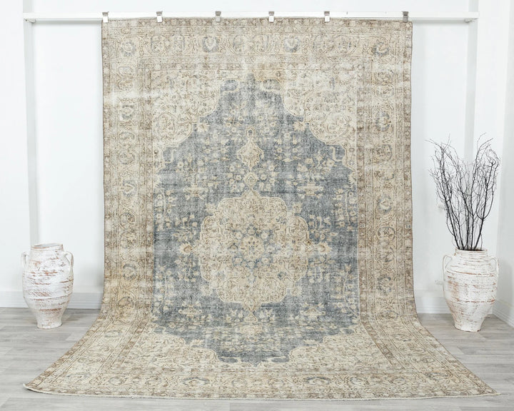 Blue Turkish Vintage Rug 6'11" x 10'4" Hand-Knotted | No. VR93229