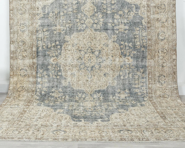Blue Turkish Vintage Rug 6'11" x 10'4" Hand-Knotted | No. VR93229