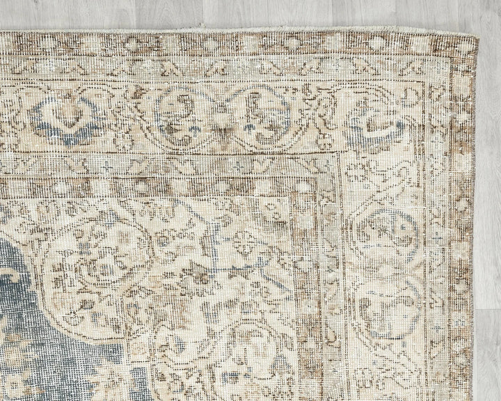Blue Turkish Vintage Rug 6'11" x 10'4" Hand-Knotted | No. VR93229