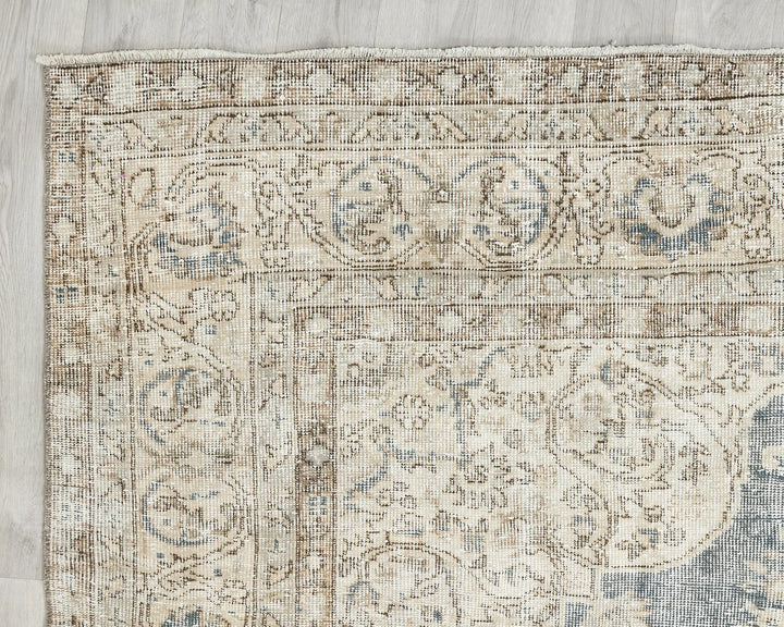 Blue Turkish Vintage Rug 6'11" x 10'4" Hand-Knotted | No. VR93229