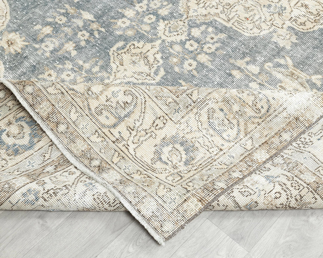 Blue Turkish Vintage Rug 6'11" x 10'4" Hand-Knotted | No. VR93229